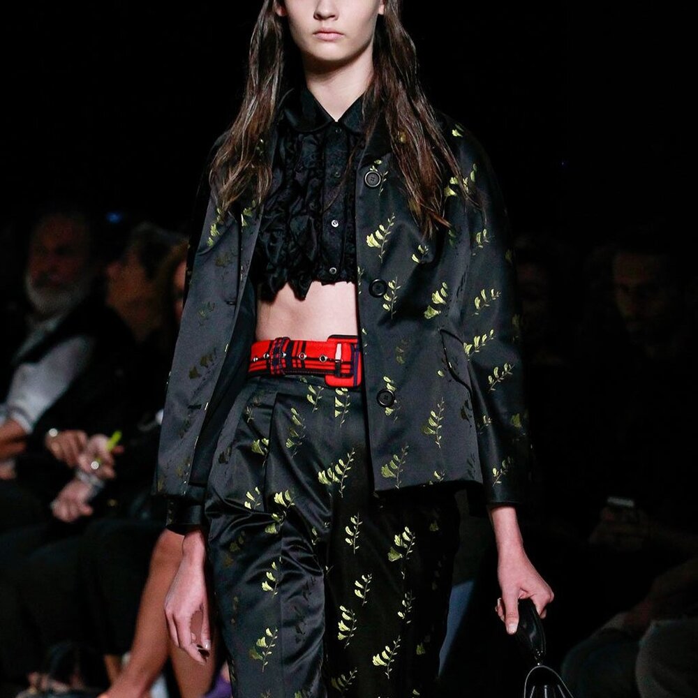 Miu Miu SS15 Runway Giallo Duchesse Mughetto Jacquard Satin Jacket